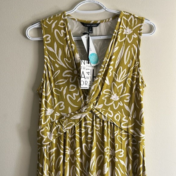 Hawthorn Vera Midi length Floral abstract green sleeveless dress NEW size Large - Picture 2 of 10